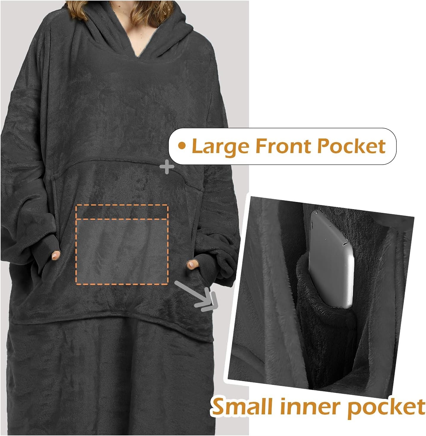 image:imageCatalonia Oversized Hoodie Blanket Sweatshirt Extra Long Comfortable Sherpa Lounging Pullover