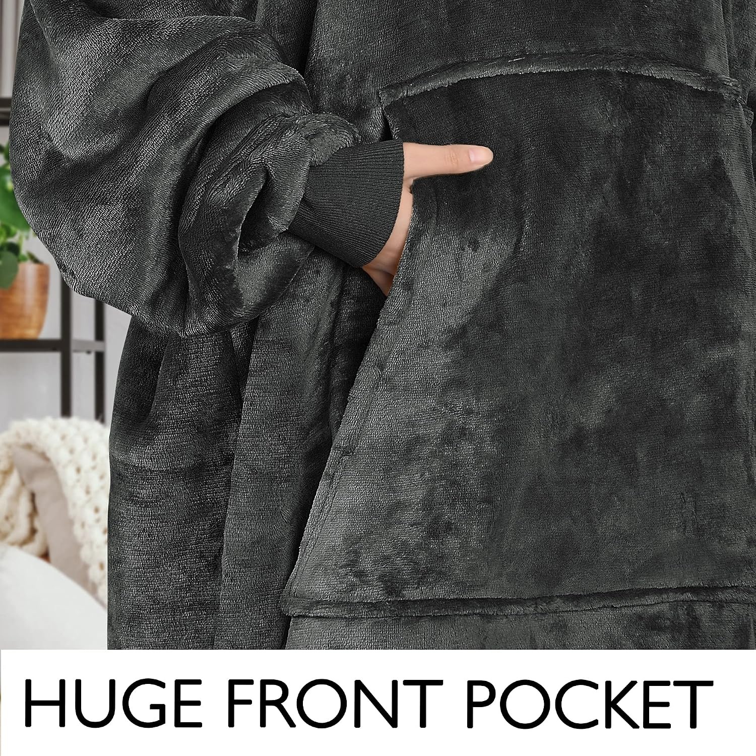 image:imageCatalonia Oversized Hoodie Blanket Sweatshirt Extra Long Comfortable Sherpa Lounging Pullover