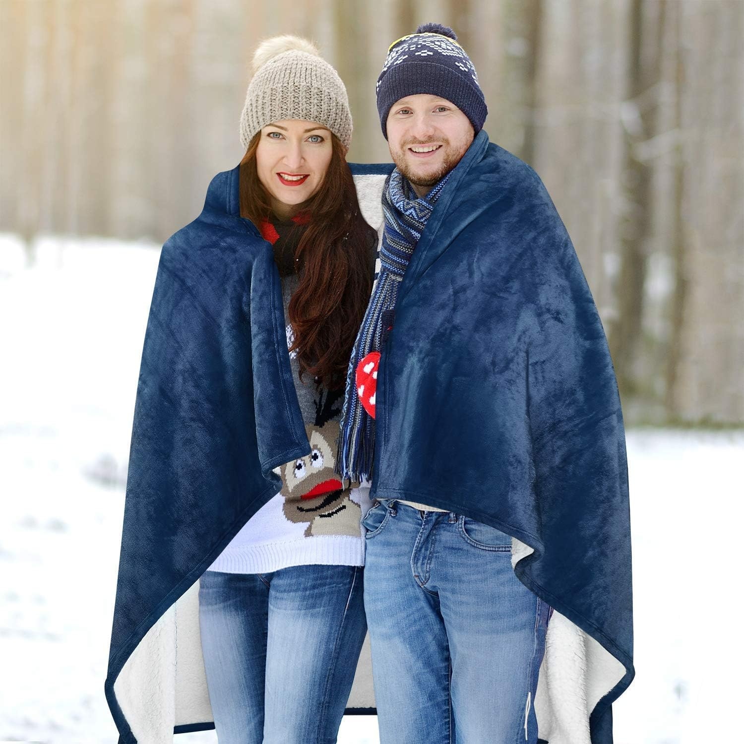 image:imageCatalonia Sherpa Wearable Blanket Poncho for Adult Women MenWrap Blanket Cape with PocketWarmSoftCozySnugglyComfort GiftNo SleevesNavy