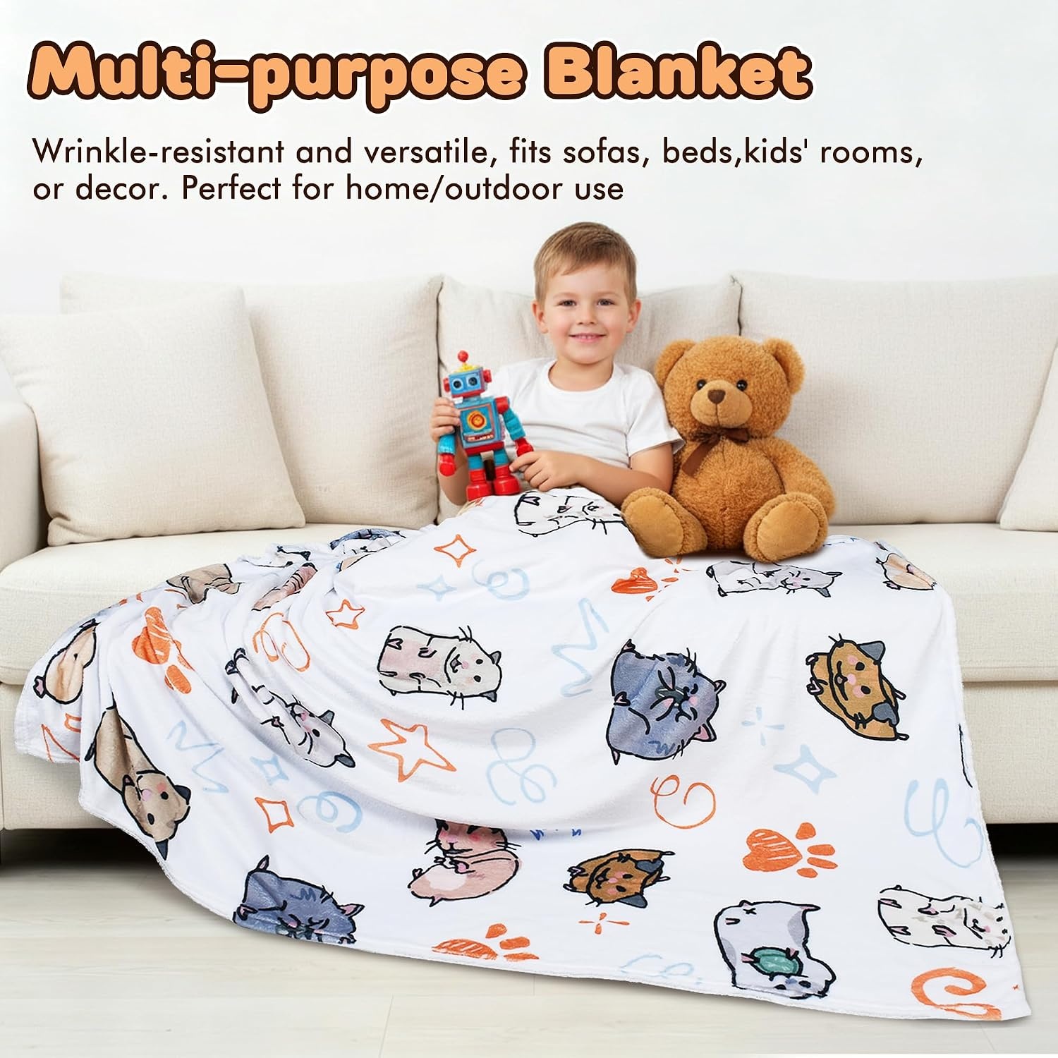 image:imageCatalonia Cute Hamster Throw Blanket for Kids Soft Flannel Fleece Blanket for Couch Bed Lightweight Cozy Throw for Boys amp Girls Machine Washable Cartoon Blanket 40x50Hamster