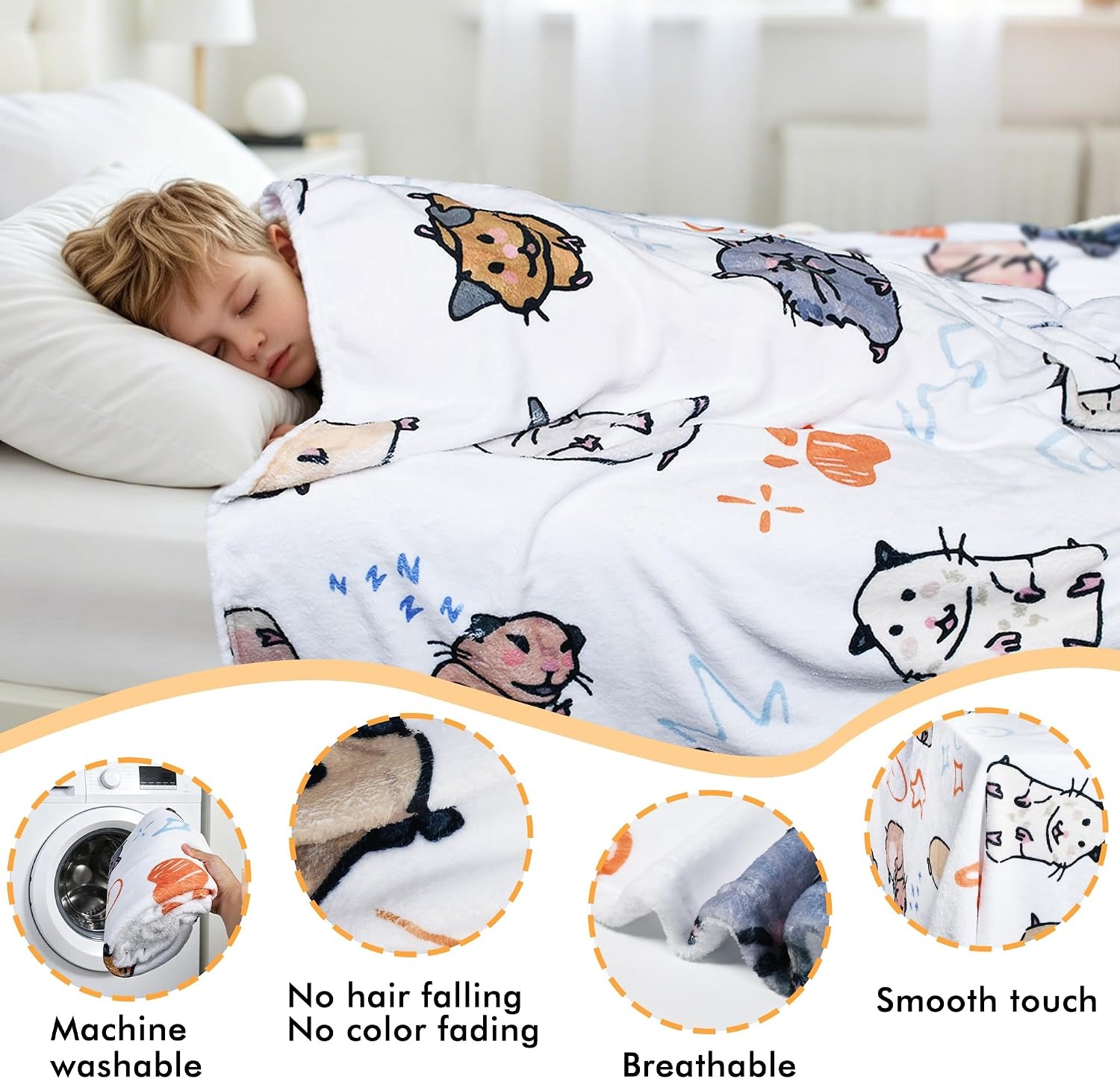 image:imageCatalonia Cute Hamster Throw Blanket for Kids Soft Flannel Fleece Blanket for Couch Bed Lightweight Cozy Throw for Boys amp Girls Machine Washable Cartoon Blanket 40x50Hamster