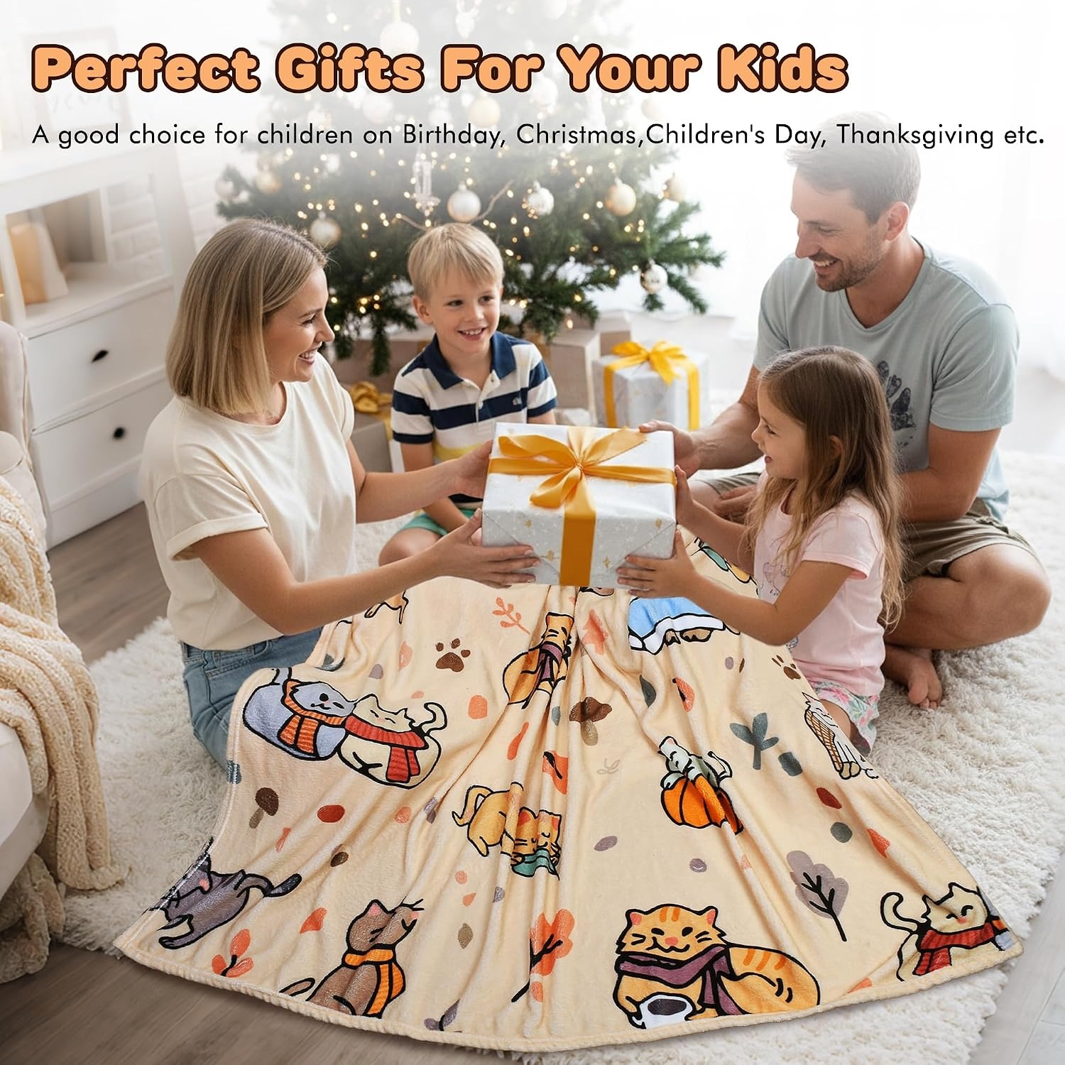 image:imageCatalonia Cute Hamster Throw Blanket for Kids Soft Flannel Fleece Blanket for Couch Bed Lightweight Cozy Throw for Boys amp Girls Machine Washable Cartoon Blanket 40x50Cat
