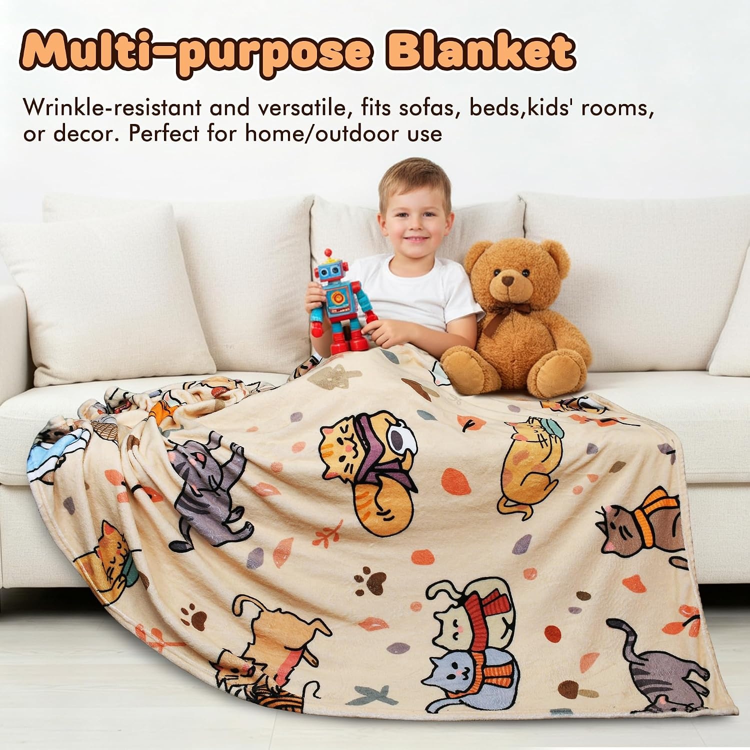 image:imageCatalonia Cute Hamster Throw Blanket for Kids Soft Flannel Fleece Blanket for Couch Bed Lightweight Cozy Throw for Boys amp Girls Machine Washable Cartoon Blanket 40x50Cat