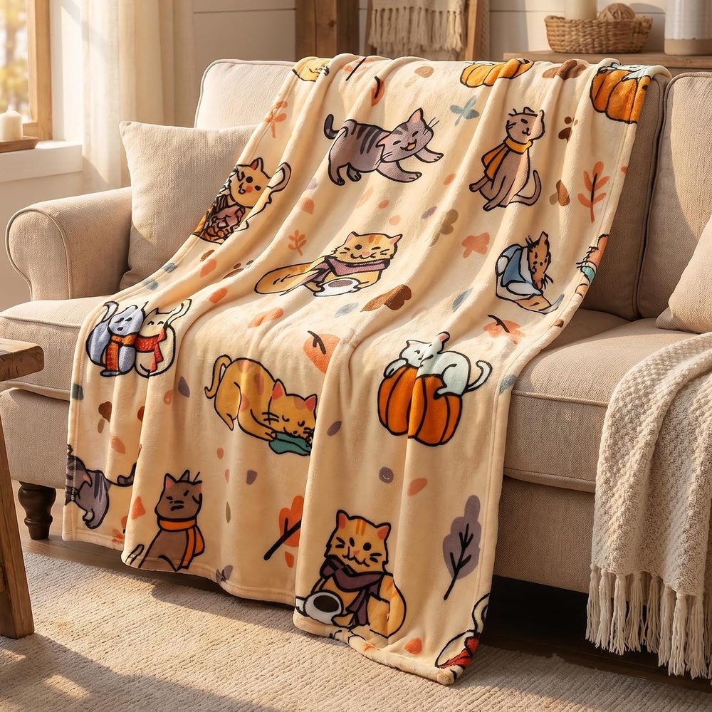 image:imageCatalonia Cute Hamster Throw Blanket for Kids Soft Flannel Fleece Blanket for Couch Bed Lightweight Cozy Throw for Boys amp Girls Machine Washable Cartoon Blanket 40x50Cat