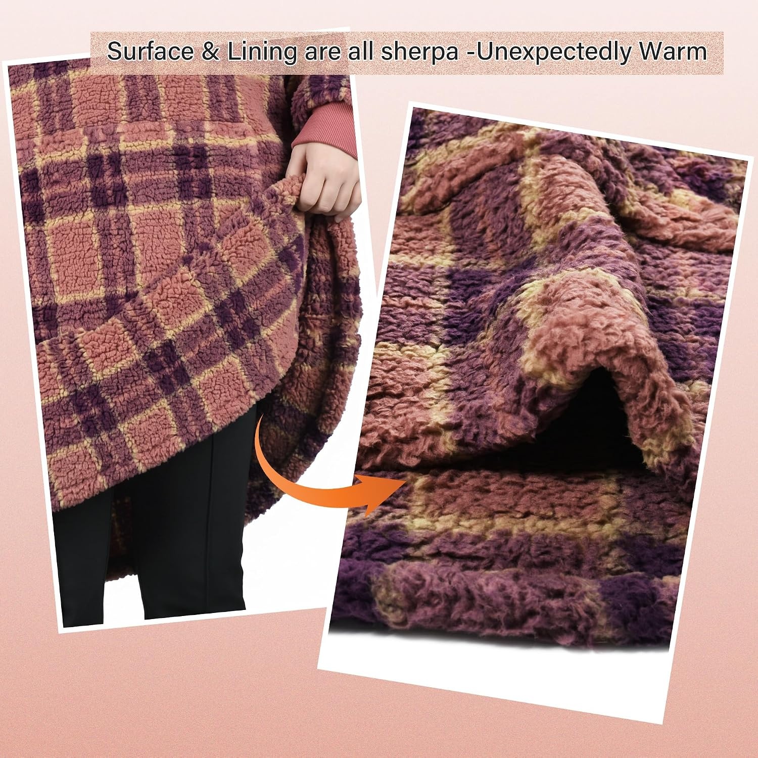 image:imageCatalonia Oversized Blanket Hoodie Wearable Blanket SweatshirtPlaid Brown