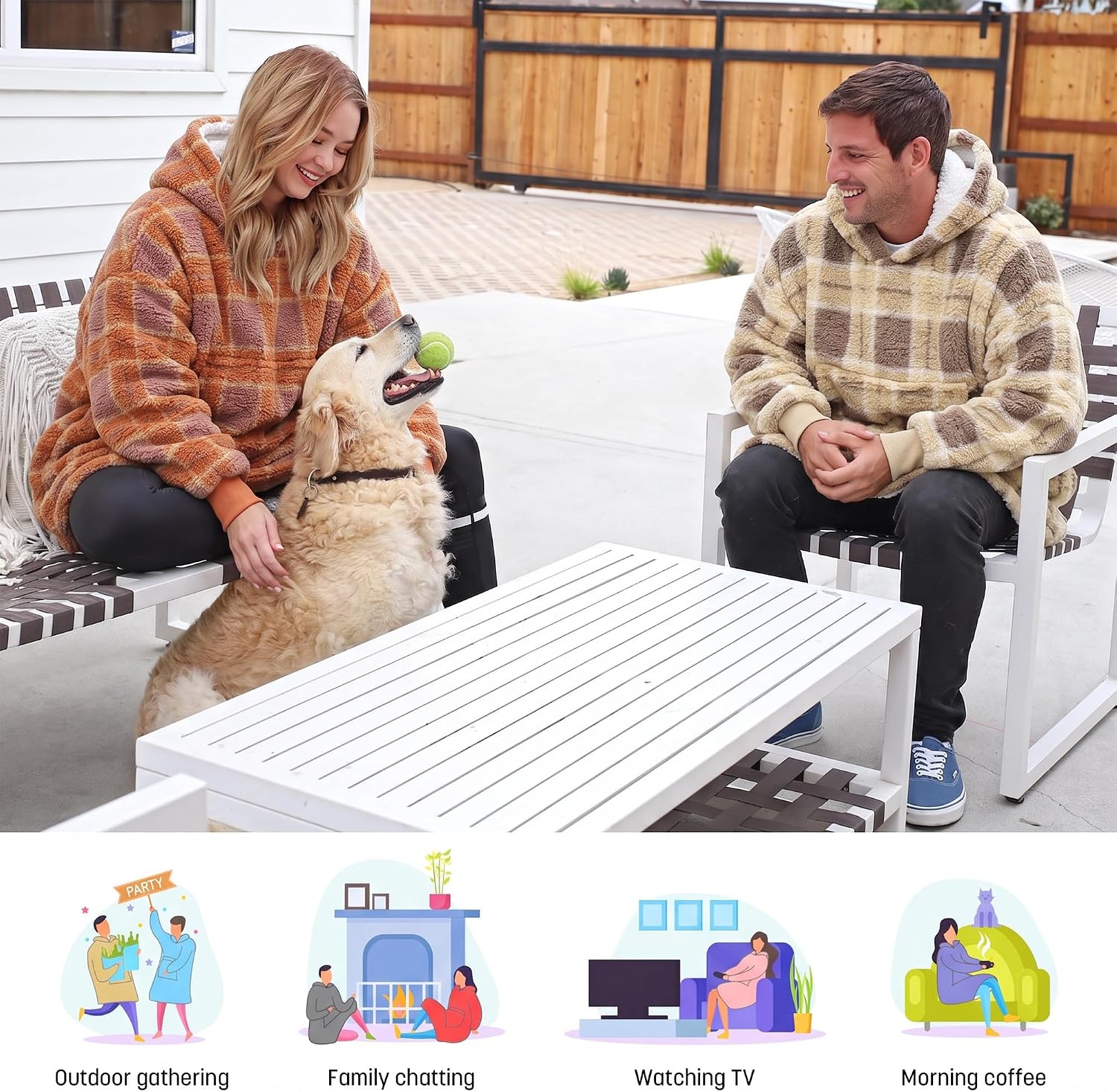 image:imageCatalonia Oversized Blanket Hoodie Wearable Blanket SweatshirtPlaid Orange