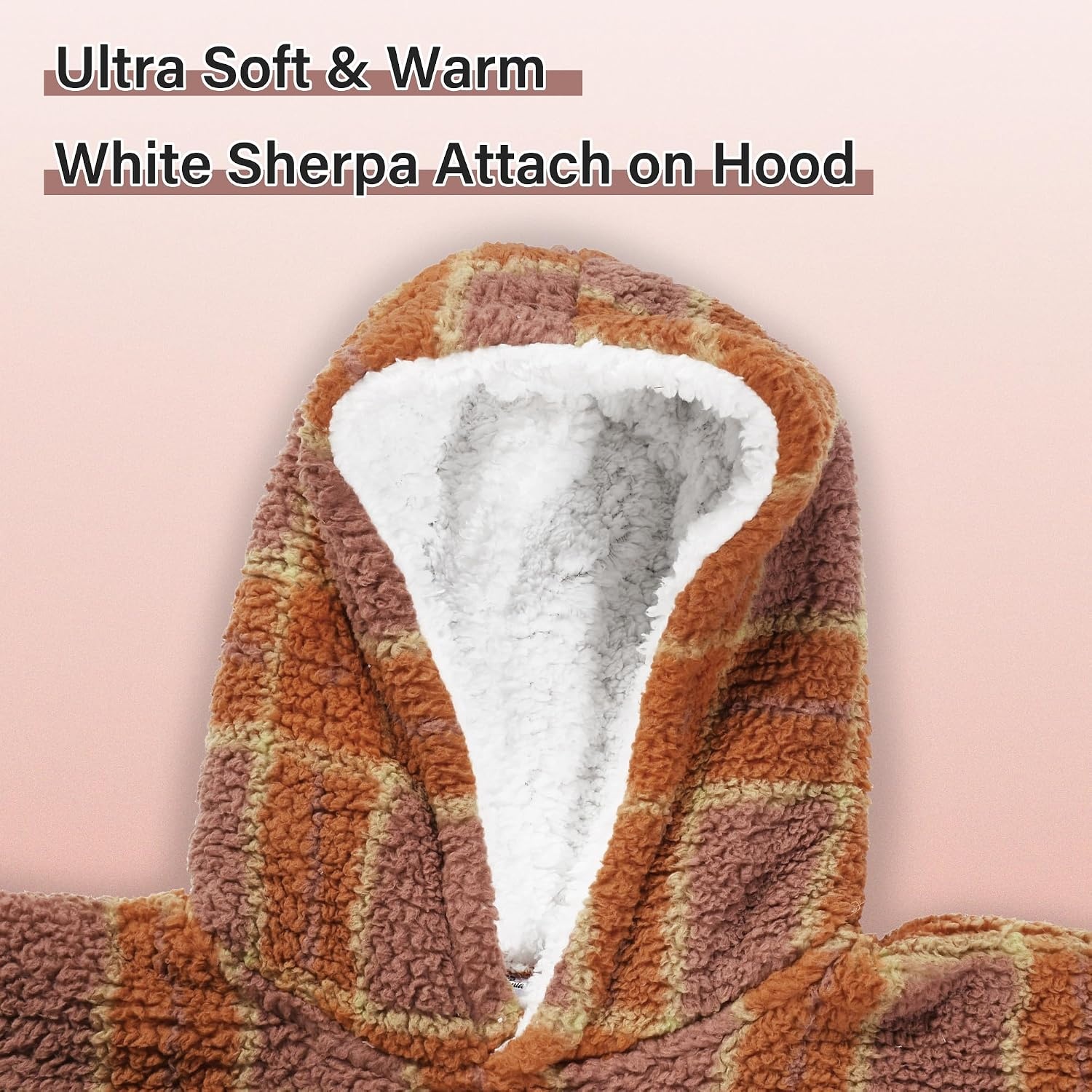 image:imageCatalonia Oversized Blanket Hoodie Wearable Blanket SweatshirtPlaid Orange