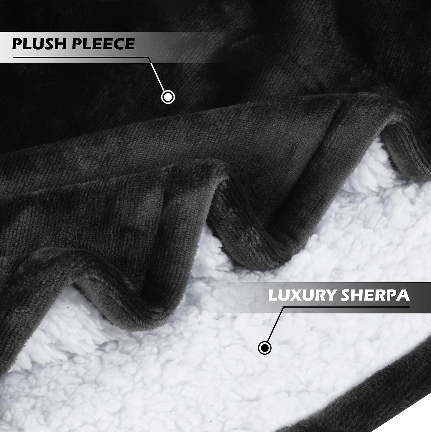 image:imageCatalonia Zip Up Wearable Blanket Hoodie Oversized Sherpa SweatshirtBlack