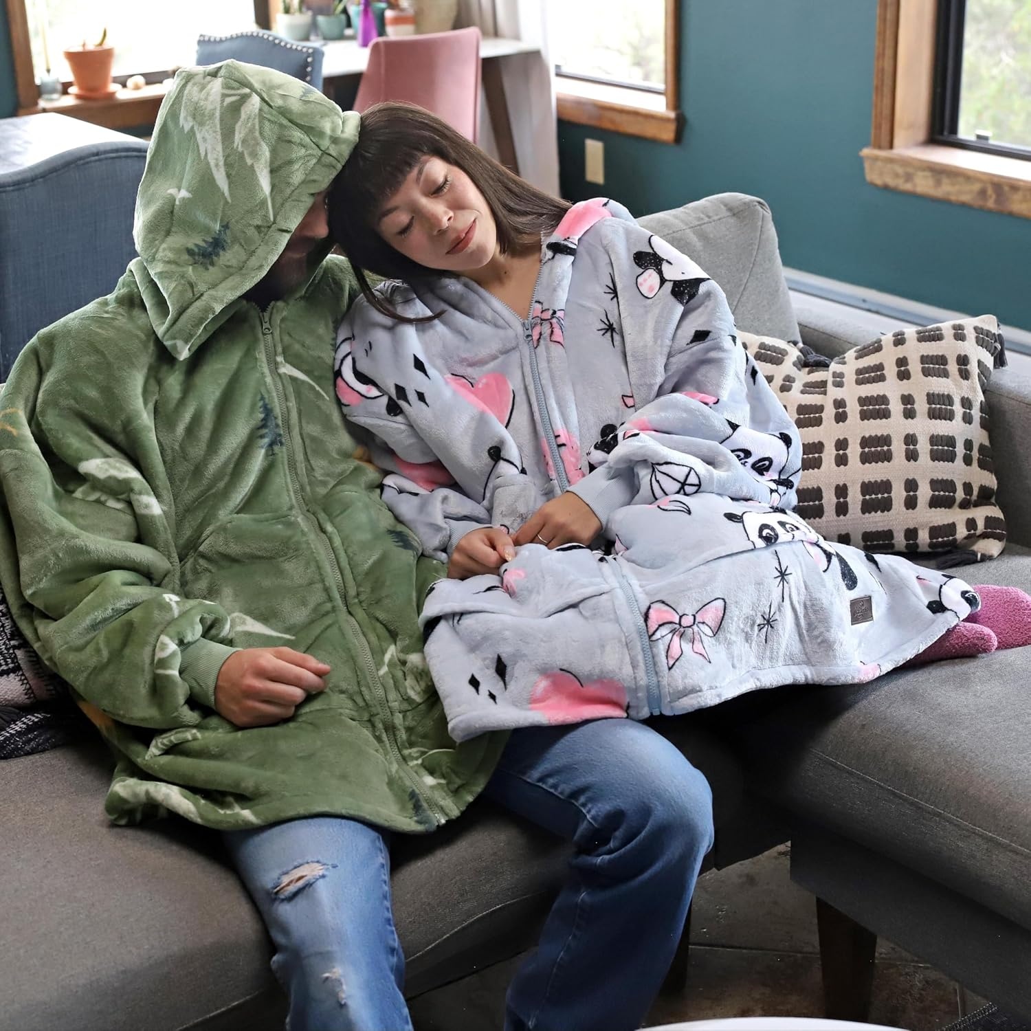 image:imageCatalonia Zip Up Wearable Blanket Hoodie Oversized Sherpa SweatshirtCamping