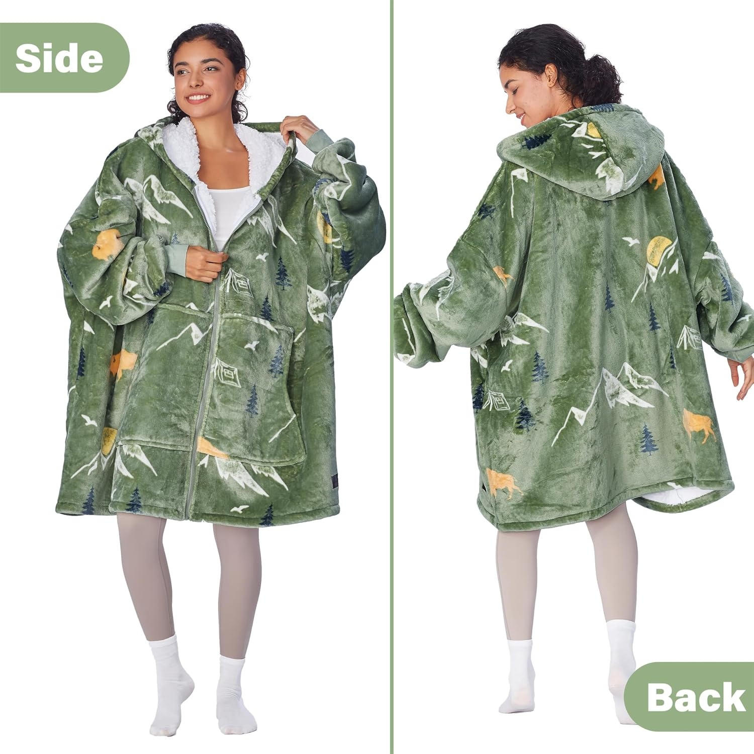 image:imageCatalonia Zip Up Wearable Blanket Hoodie Oversized Sherpa SweatshirtCamping