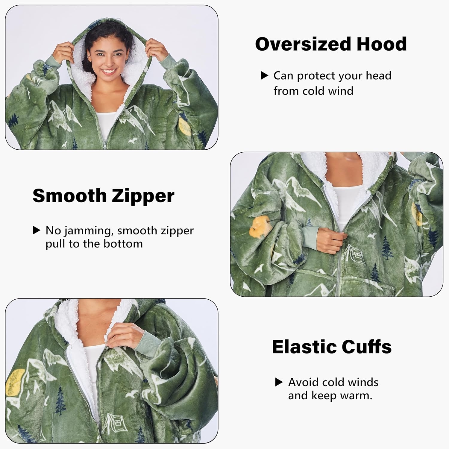 image:imageCatalonia Zip Up Wearable Blanket Hoodie Oversized Sherpa SweatshirtCamping