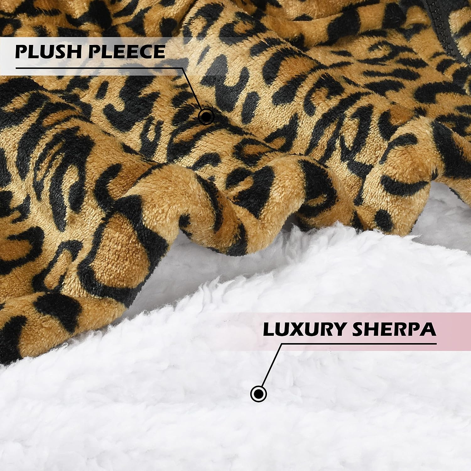 image:imageCatalonia Zip Up Wearable Blanket Hoodie Oversized Sherpa SweatshirtCheetah