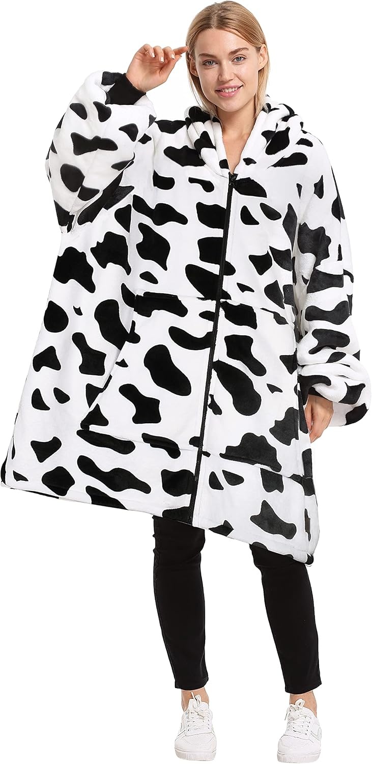image:imageCatalonia Zip Up Wearable Blanket Hoodie Oversized Sherpa SweatshirtDalmatian