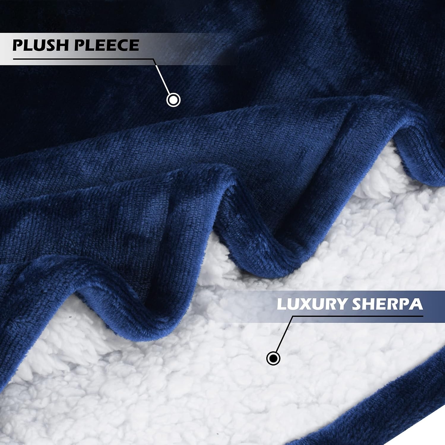 image:imageCatalonia Zip Up Wearable Blanket Hoodie Oversized Sherpa SweatshirtNavy