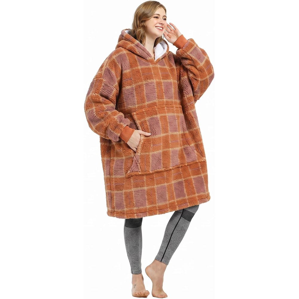 image:imageCatalonia Oversized Blanket Hoodie Wearable Blanket SweatshirtPlaid Orange