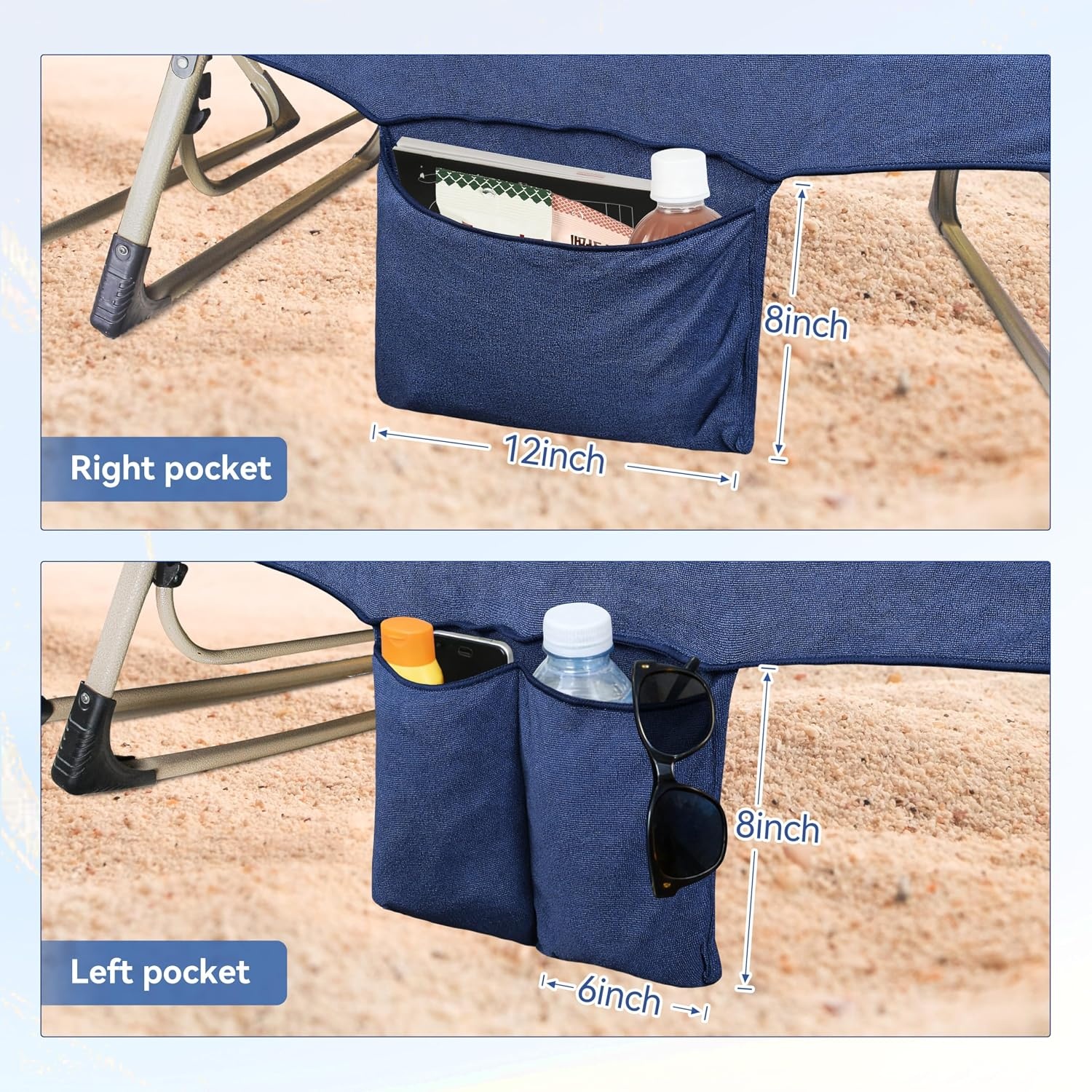 image:imageCatalonia Lounge Chair Towel Cover with Pillowcase Pocket Large Quick Dry Beach Chair Covers No Sliding Chaise Cover TowelNavy