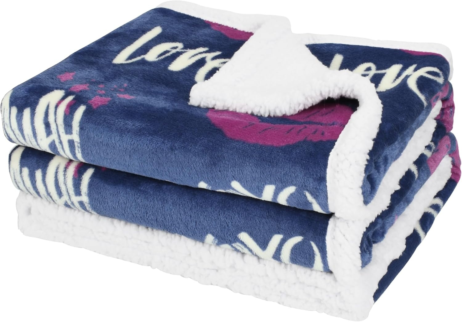 image:imageCatalonia Cat Print Sherpa Fleece Throw Blanket Soft Mink Plush Couch Blanket Fuzzy Fluffy Comfy Warm Throws Gift for Her Cat Gifts for Women 50x60 inchesKiss Blue