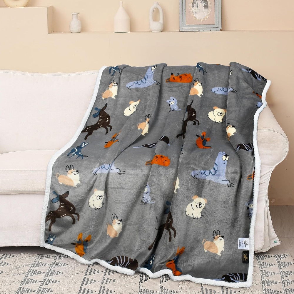 image:imageCatalonia Cat Print Sherpa Fleece Throw Blanket Soft Mink Plush Couch Blanket Fuzzy Fluffy Comfy Warm Throws Gift for Her Cat Gifts for Women 50x60 inchesDog Grey
