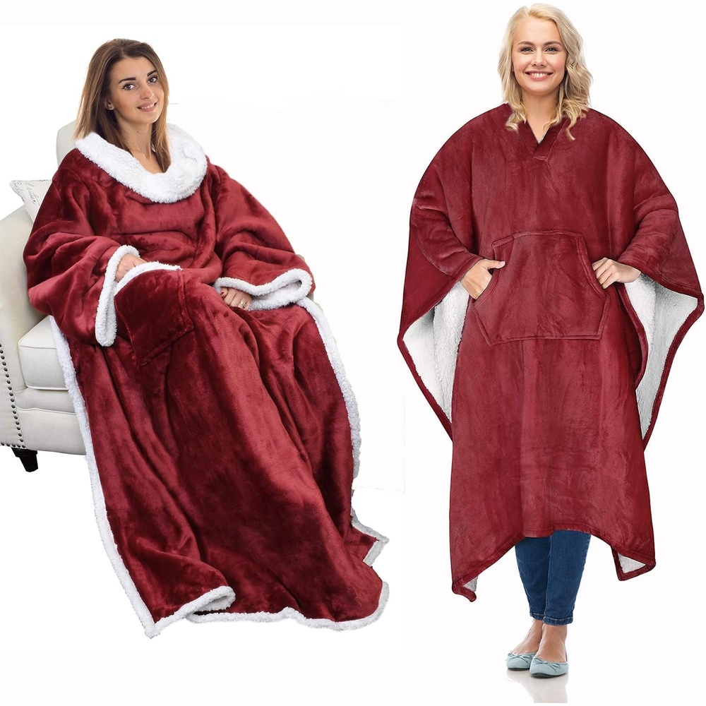 image:imageCatalonia Sherpa Wearable BlanketBlanket Poncho WrapWarm Soft Cozy