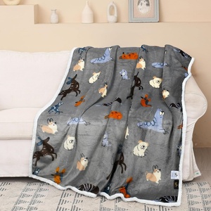 Catalonia Cat Print Sherpa Fleece Throw Blanket, Soft Mink Plush Couch Blanket, Fuzzy Fluffy Comfy Warm Throws, Gift for Her, Cat Gifts for Women, 50×60 inches(Dog Grey)
