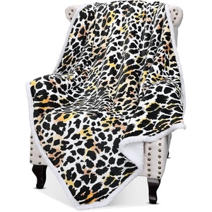 Catalonia Cat Print Sherpa Fleece Throw Blanket, Soft Mink Plush Couch Blanket, Fuzzy Fluffy Comfy Warm Throws, Gift for Her, Cat Gifts for Women, 50×60 inches(Cheetah-multi Color)