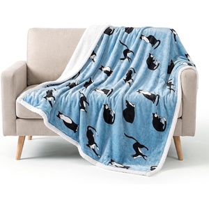 Catalonia Cat Print Sherpa Fleece Throw Blanket, Soft Mink Plush Couch Blanket, Fuzzy Fluffy Comfy Warm Throws, Gift for Her, Cat Gifts for Women, 50×60 inches(Wonder Cat)