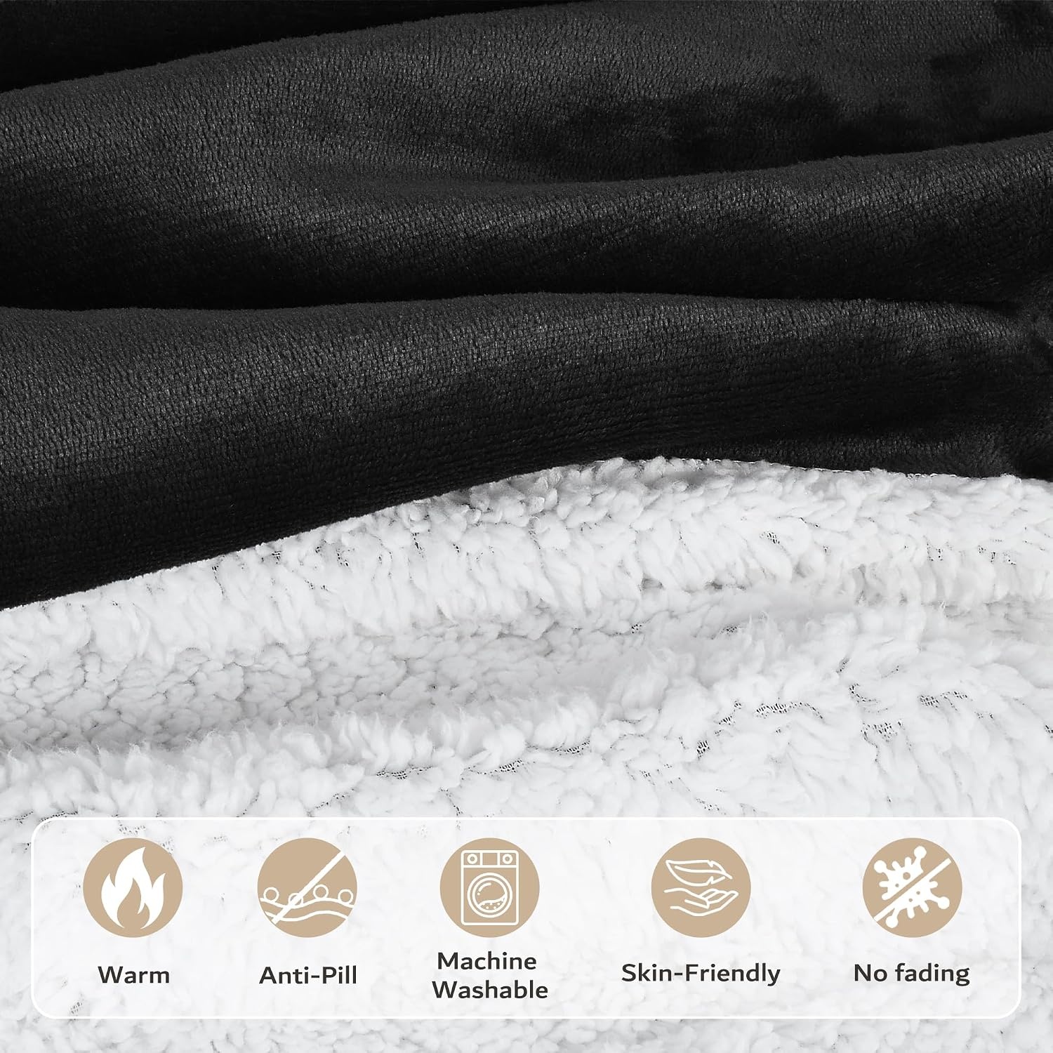 image:imageCatalonia Kids Hooded Blanket SherpaLined Wearable Poncho with PocketBlack